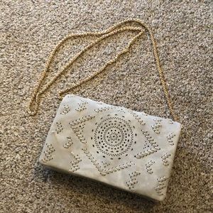 Faux Suede Handbag w/Detachable Strap